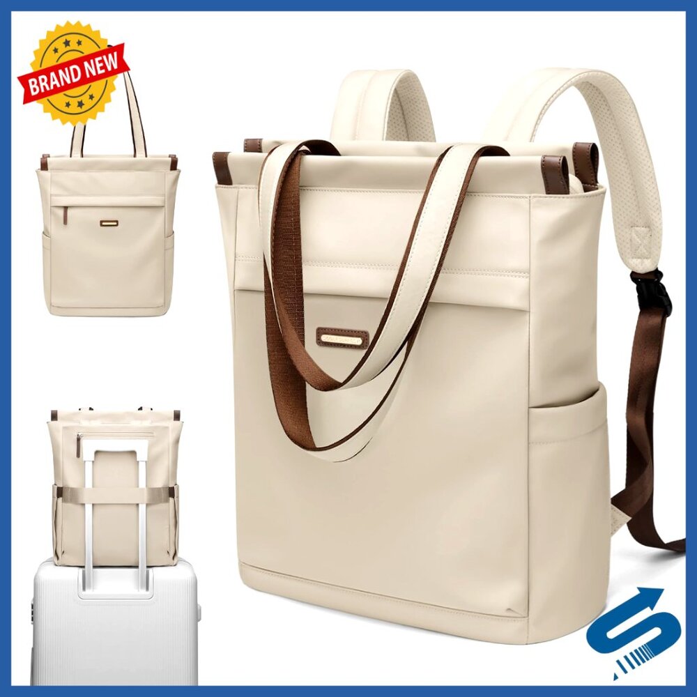 Convertible Laptop Backpack Tote Bag Water-Resistant Nylon Work Travel Daypack